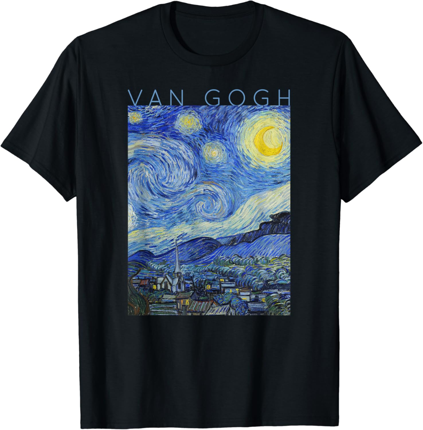 定番 INHERITゴッホ ほぼ未使用品 星月夜 半袖シャツ 風景画デザイン